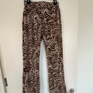 & Other Stories Brown Printed Kick-flare Stretch Jean Pants, Size 4